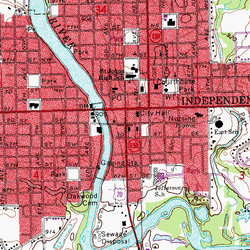 Topographic Map of First Baptist Church, IA