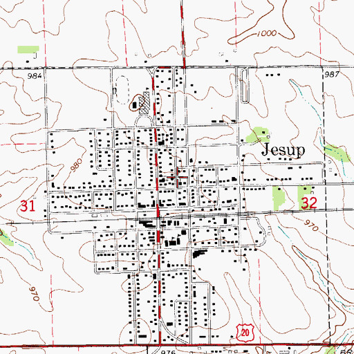 Topographic Map of Jesup Fire Department, IA