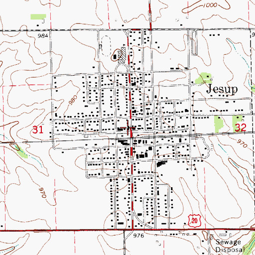 Topographic Map of Jesup Public Library, IA