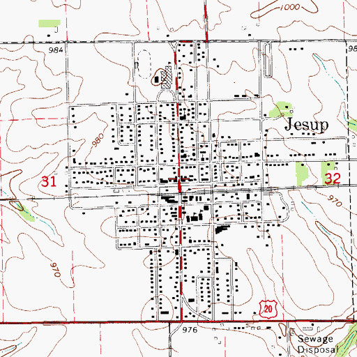 Topographic Map of Jesup City Hall, IA