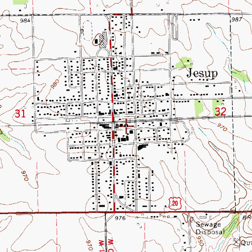 Topographic Map of Jesup, IA