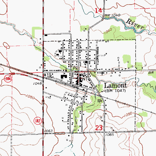 Topographic Map of Lamont Public Library, IA