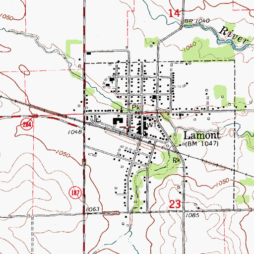 Topographic Map of Lamont Elevator, IA