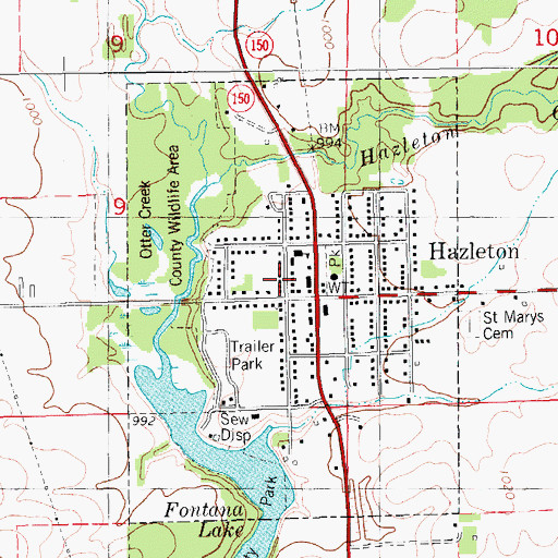 Topographic Map of Hazleton Post Office, IA