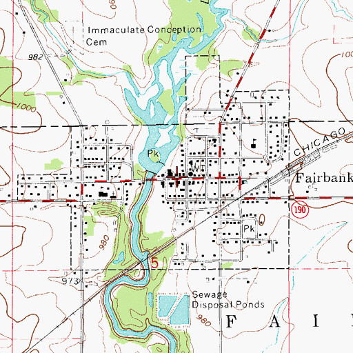 Topographic Map of Fairbank Public Library, IA