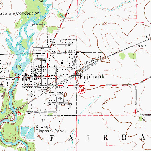 Topographic Map of Fairbank, IA