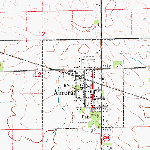 Topographic Map of Aurora Elevator, IA