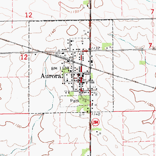 Topographic Map of Aurora Volunteer Fire Department, IA
