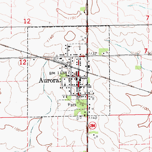 Topographic Map of Aurora Library, IA