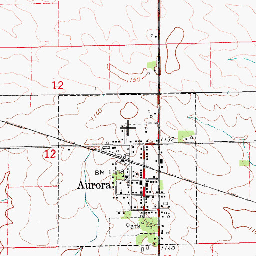 Topographic Map of Aurora Methodist Church, IA