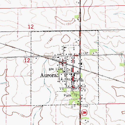 Topographic Map of Aurora (historical), IA