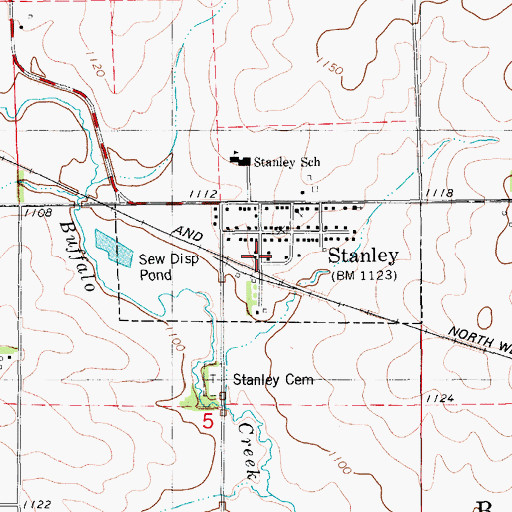 Topographic Map of Stanley (historical), IA