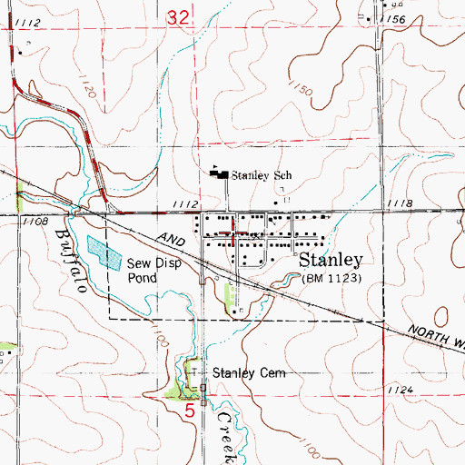 Topographic Map of Stanley Post Office (historical), IA