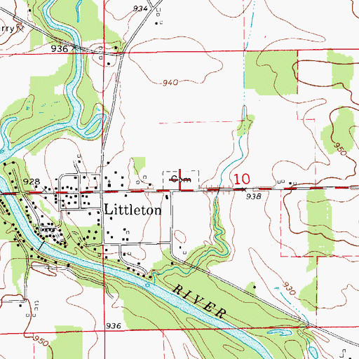 Topographic Map of Littleton Cemetery, IA