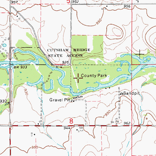Topographic Map of Cutshaw Bridge State Access Area, IA