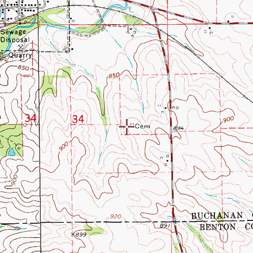 Topographic Map of First Cemetery, IA