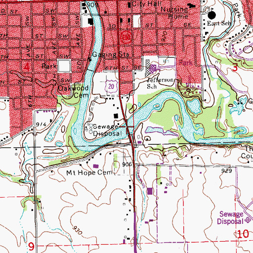Topographic Map of Wapsipinicon River Bridge, IA