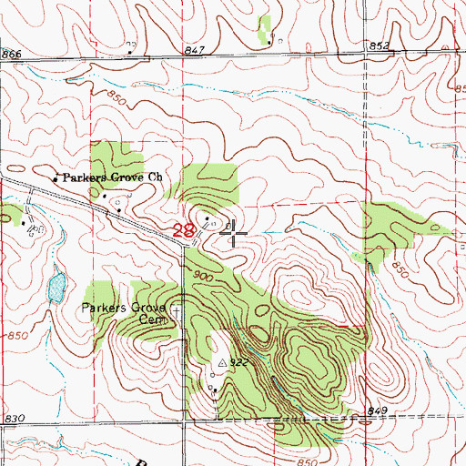Topographic Map of Warren H Pangborn Wildlife Area, IA
