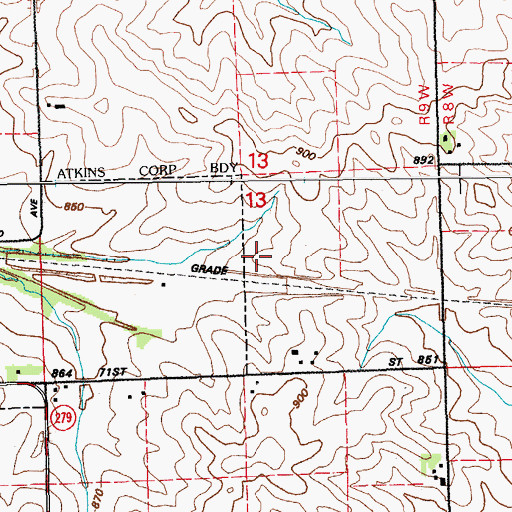 Topographic Map of Atkins Roundhouse Area, IA