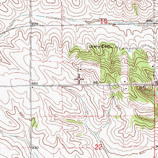 Topographic Map of Woods Post Office (historical), IA