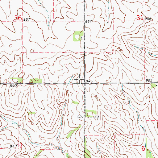 Topographic Map of Gillespie Post Office (historical), IA