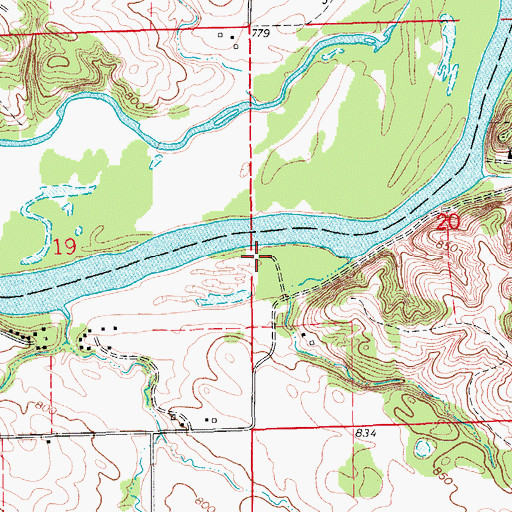Topographic Map of Benton City Post Office (historical), IA