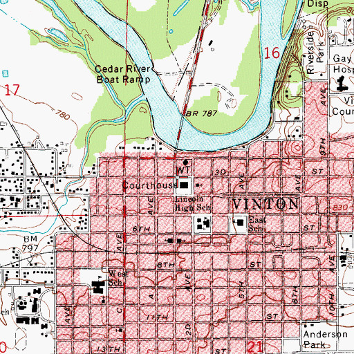 Topographic Map of Benton County Sheriff, IA