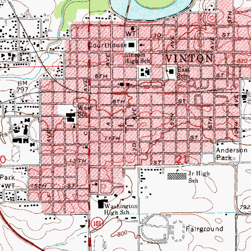 Topographic Map of Ray House, IA