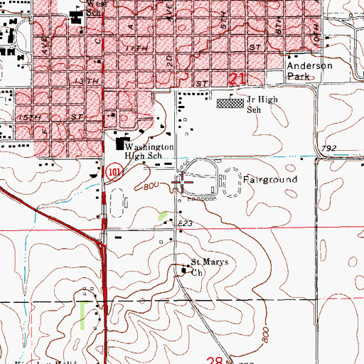 Topographic Map of Benton County Speedway, IA