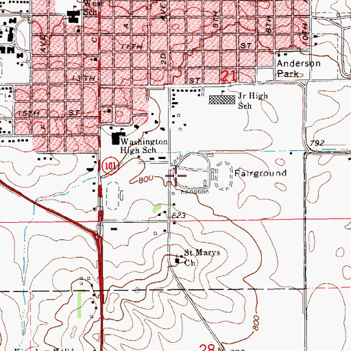 Topographic Map of Benton County Fairgrounds, IA