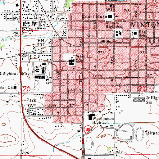 Topographic Map of Harvest Foursquare Church, IA