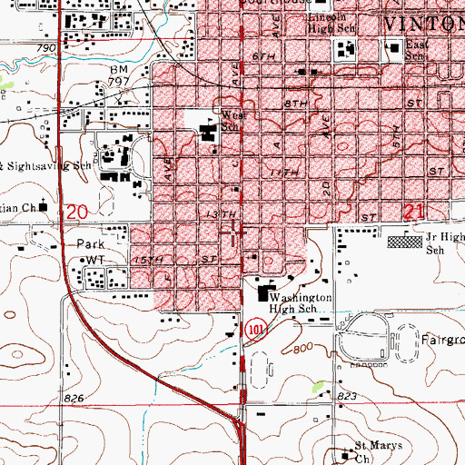 Topographic Map of Assembly of God Church, IA