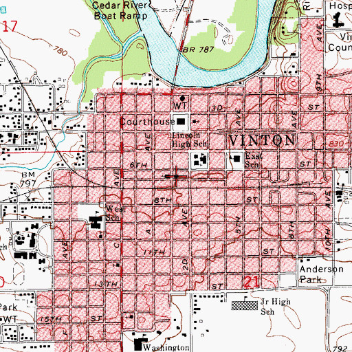 Topographic Map of Presbyterian Church, IA