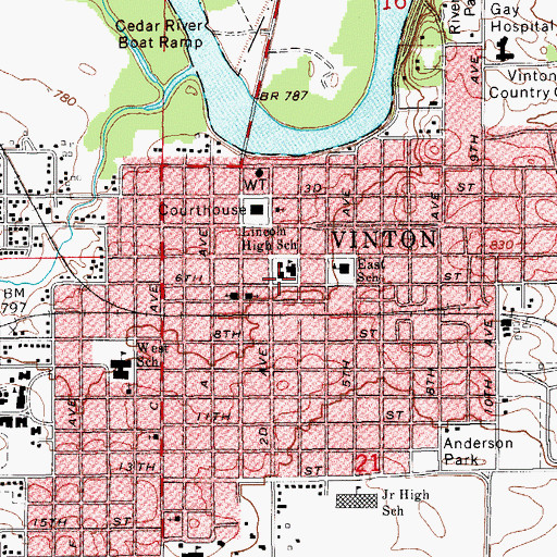 Topographic Map of Wesley United Methodist Church, IA
