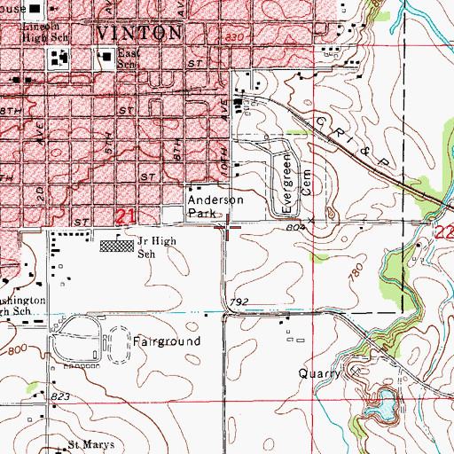 Topographic Map of Trinity Lutheran Church, IA