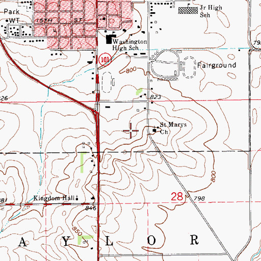 Topographic Map of Vinton - Shellsburg High School, IA