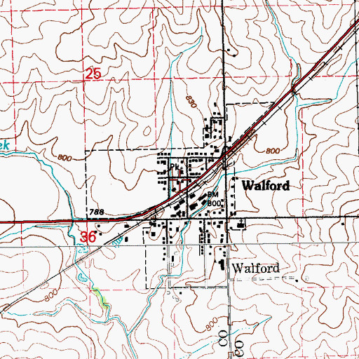 Topographic Map of Walford City Hall, IA