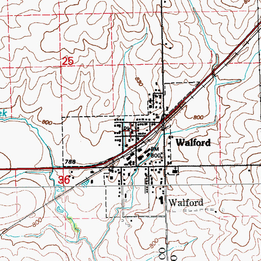 Topographic Map of Clover Ridge United Methodist Church, IA