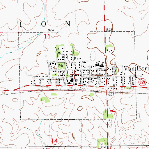 Topographic Map of Van Horne Family Medical Center, IA