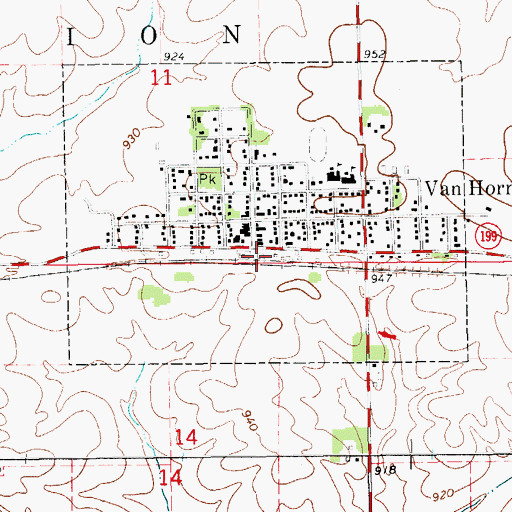 Topographic Map of Van Horne Fire Department, IA