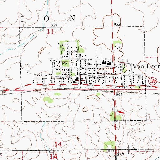 Topographic Map of Van Horne Library, IA