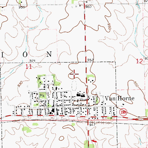 Topographic Map of Benton Community High School, IA