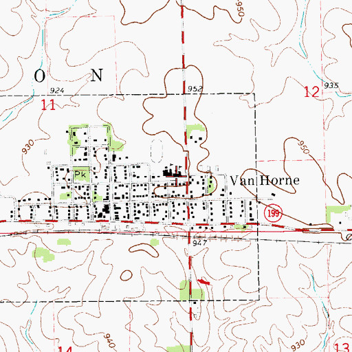 Topographic Map of Van Horne Elementary School, IA
