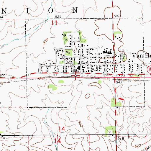 Topographic Map of Van Horne (historical), IA