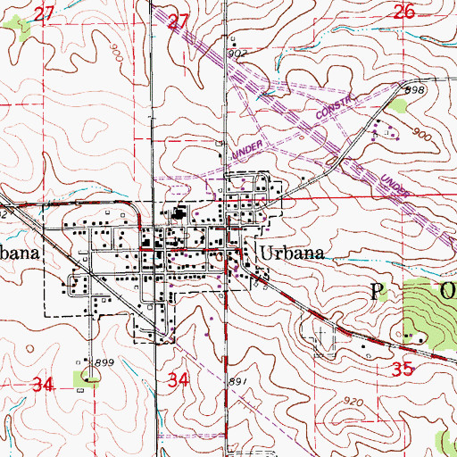 Topographic Map of Urbana Police Dept, IA