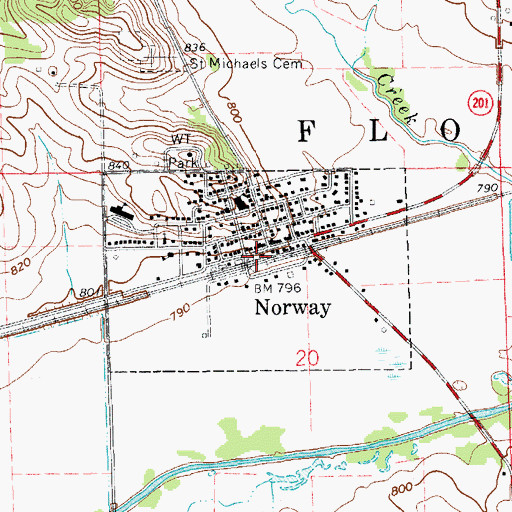 Topographic Map of Norway Fire and Rescue, IA