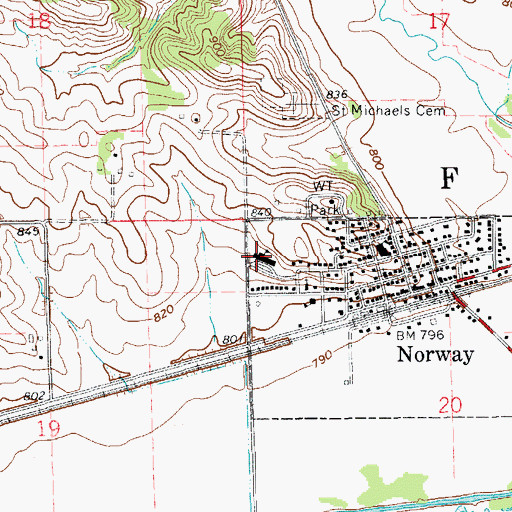 Topographic Map of Norway Elementary School, IA