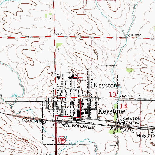 Topographic Map of Keystone Nurse Care Center, IA