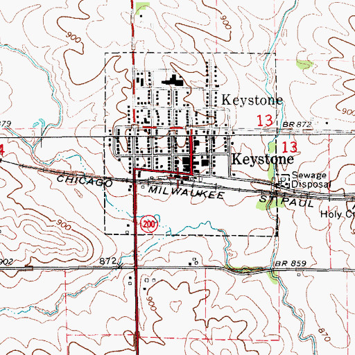 Topographic Map of Keystone (historical), IA
