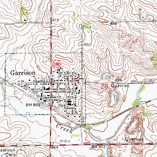 Topographic Map of Garrison City Hall, IA
